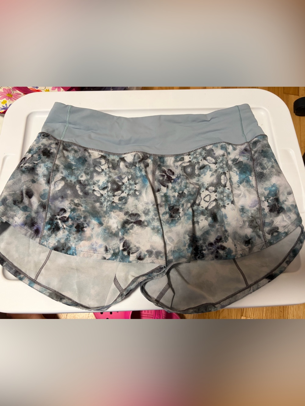 lululemon athletica Blue Gray Floral-Print Shorts